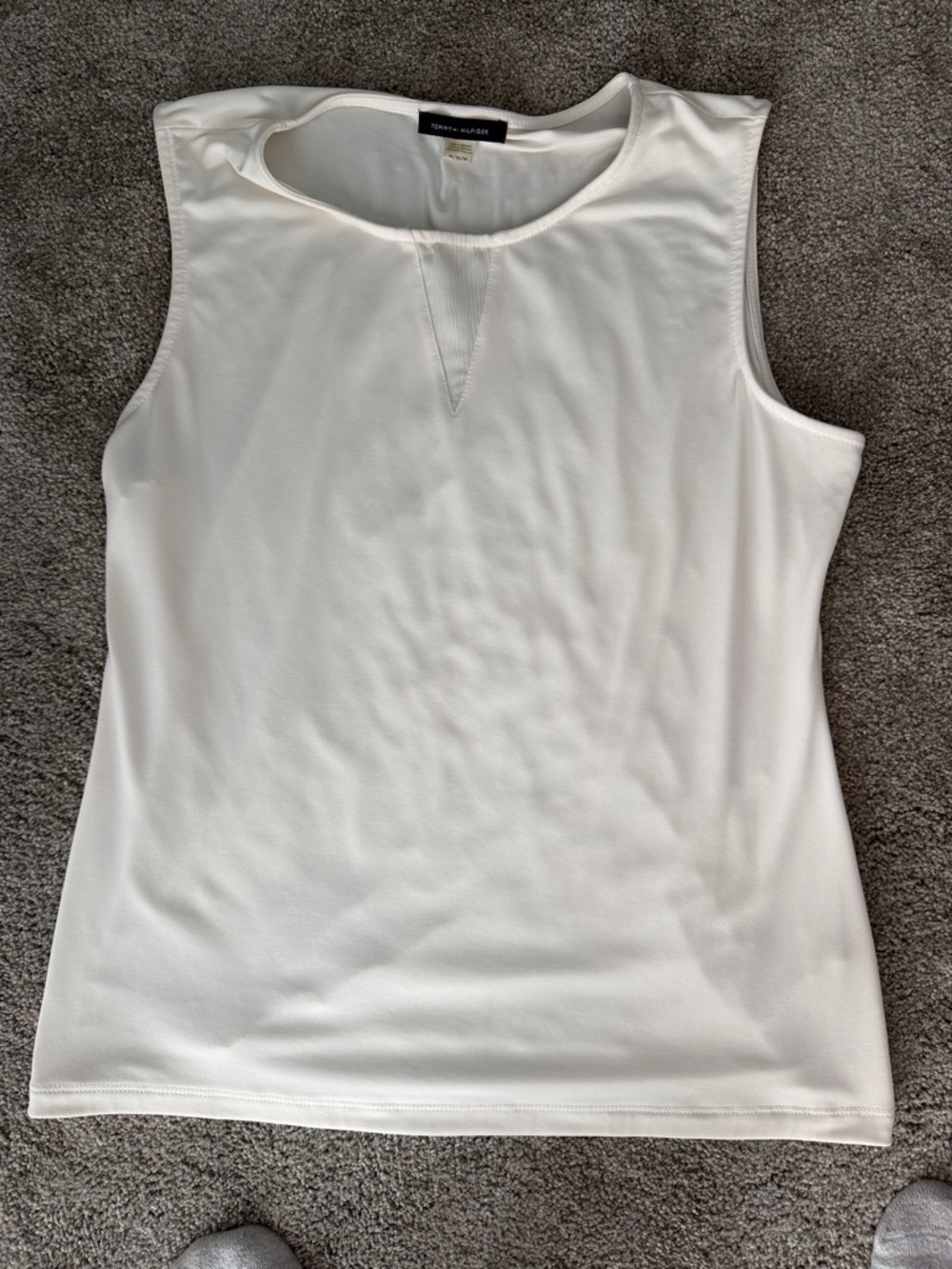 Tommy Hilfiger Cream Sleeveless Tank with V-Notch